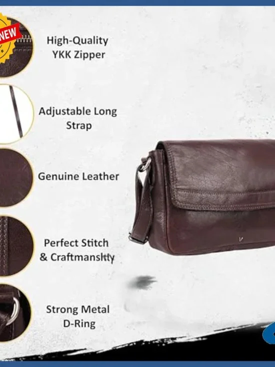 Genuine Leather Crossbody Bag with Adjustable Strap - Medium Size - Picture 2 of 7